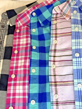 Lot of 5 Talbots Long Sleeve Button Up Shirts Sz XL Plaid Checks